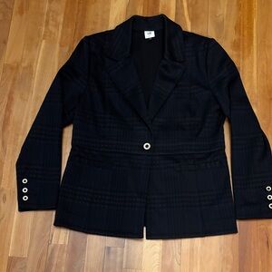 CAbi Blue & Black Blazer with Gold Button Accents